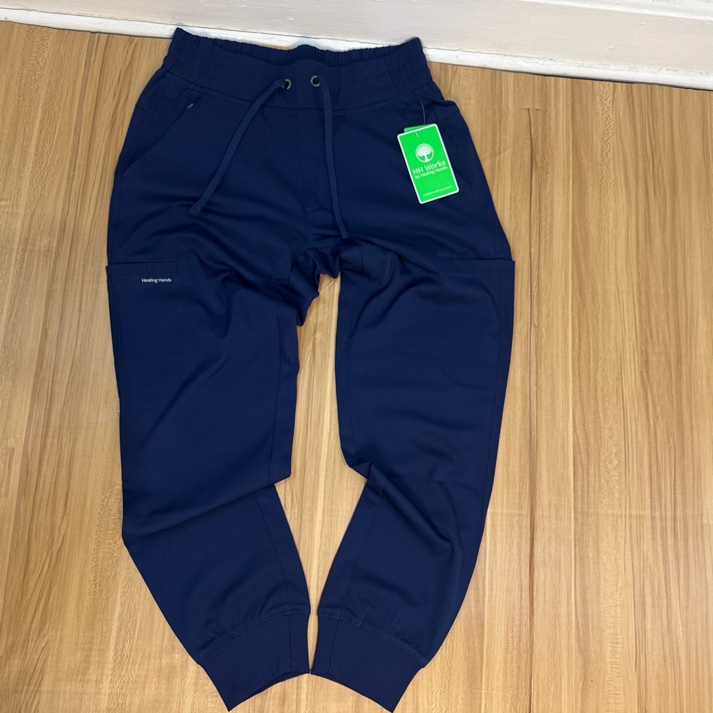 Healing Hands Dark Blue Joggers Womens - Picture 2 of 5